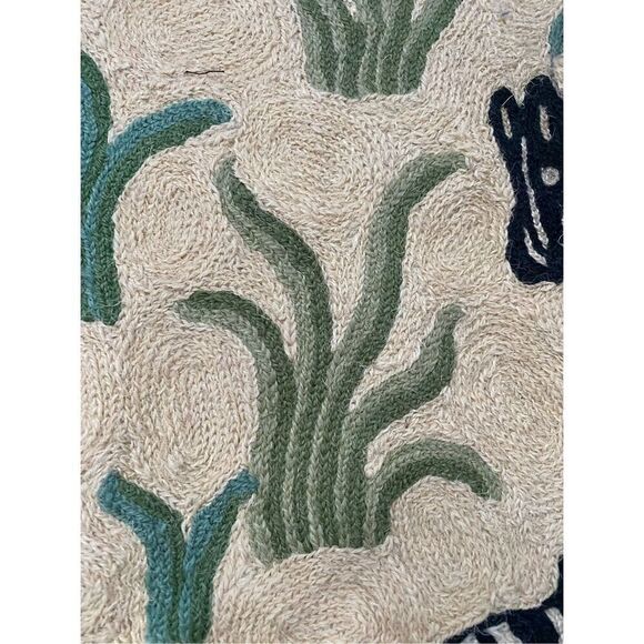 Vintage Handmade Chain Stich Embroidery Seat Upholstery Cover Zebra - Picture 4 of 6